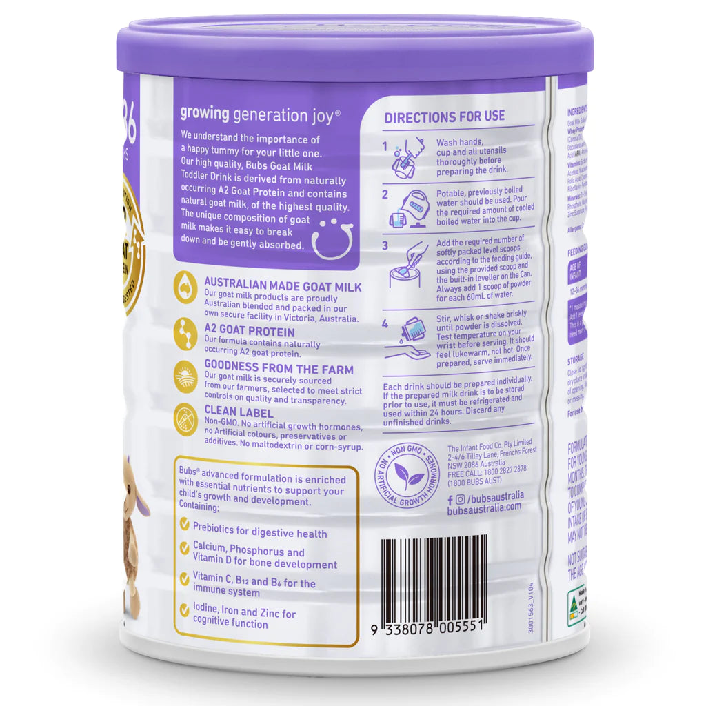 Bubs® Australian Goat Milk Toddler Drink Stage 3 - 800g