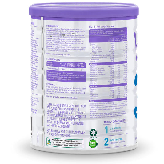 Bubs® Australian Goat Milk Toddler Drink Stage 3 - 800g