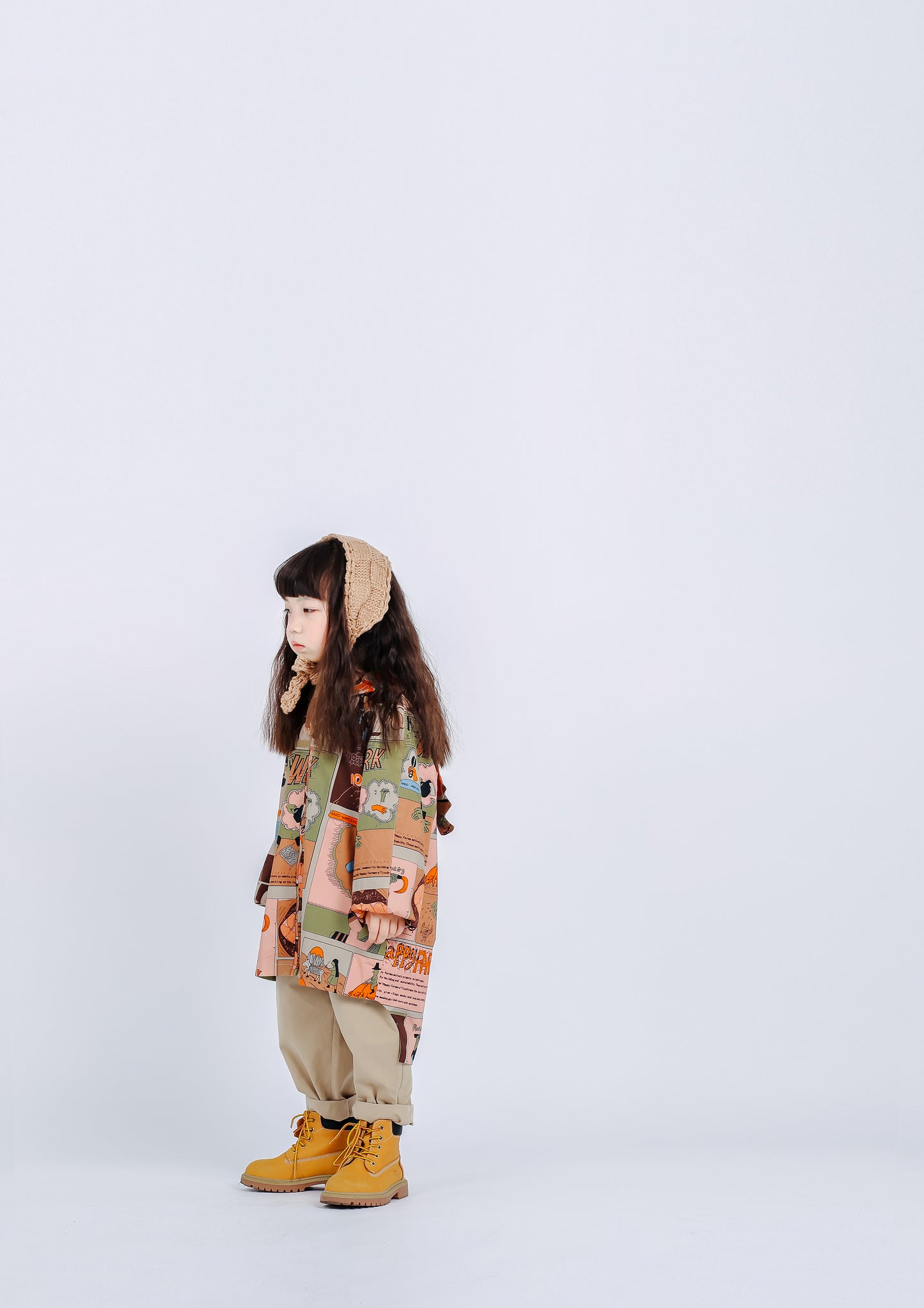 Fruit Monster Patterned Kids Coat (Orange)