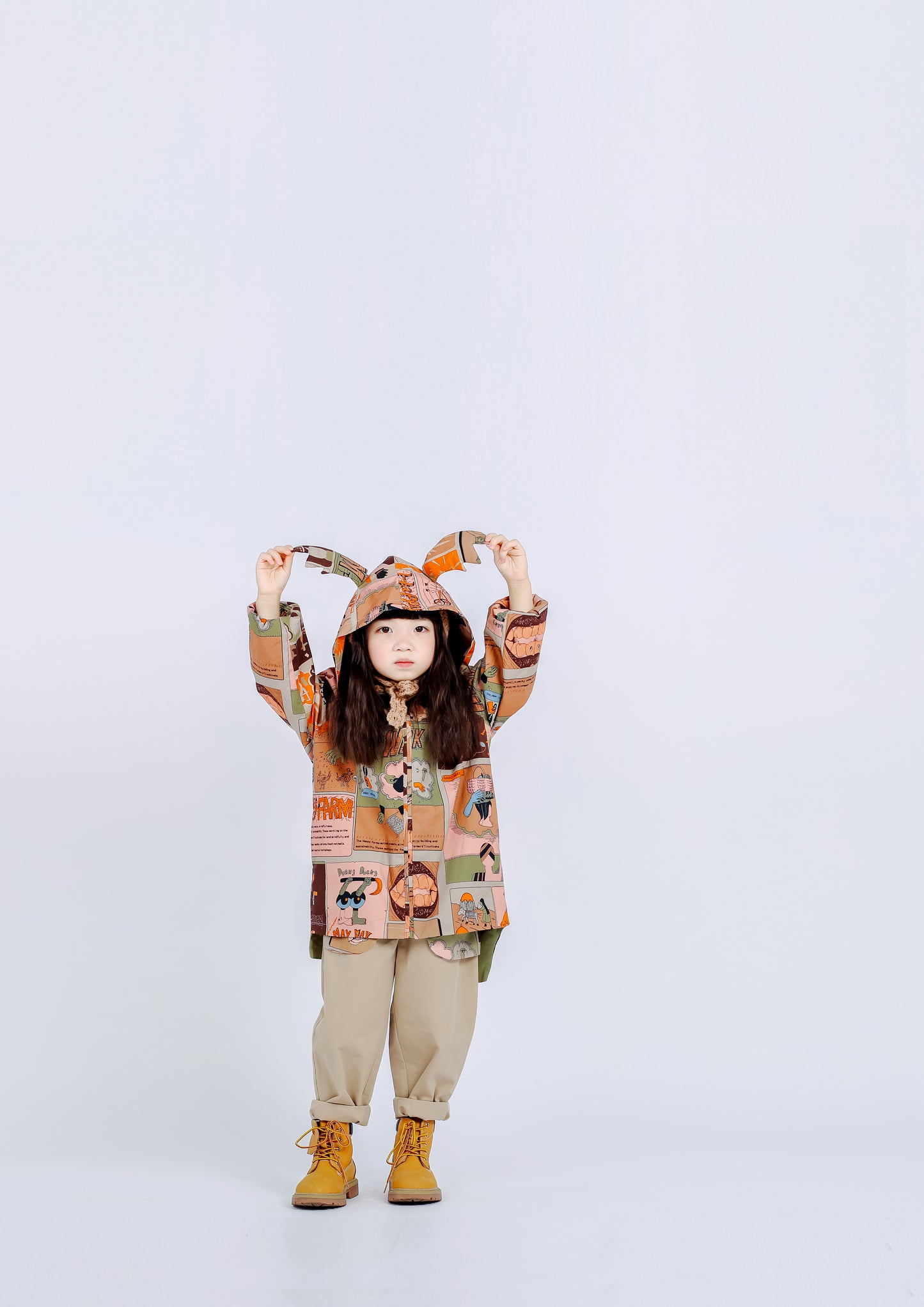 Fruit Monster Patterned Kids Coat (Orange)