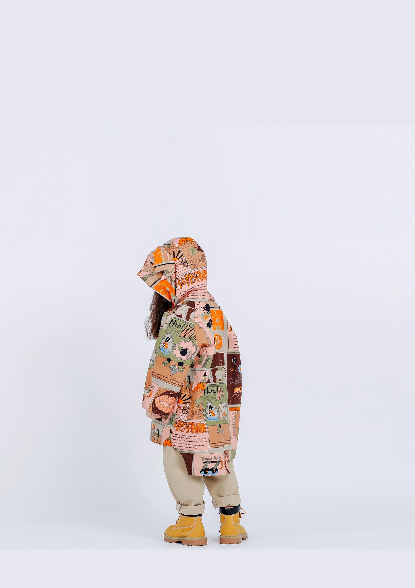 Fruit Monster Patterned Kids Coat (Orange)