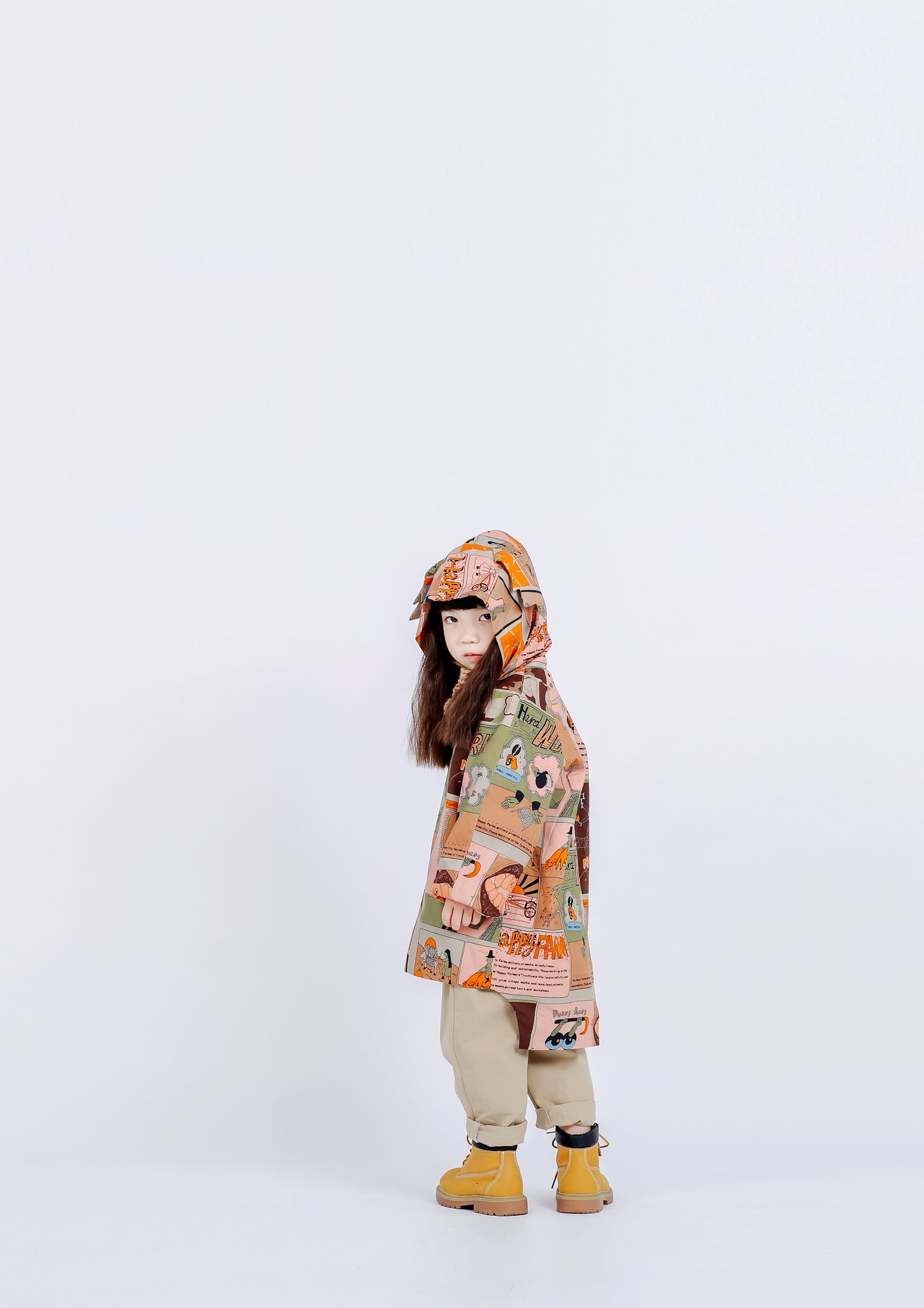 Fruit Monster Patterned Kids Coat (Orange)