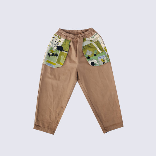 Fruit Monster Patterned Kids Pants (Khaki)