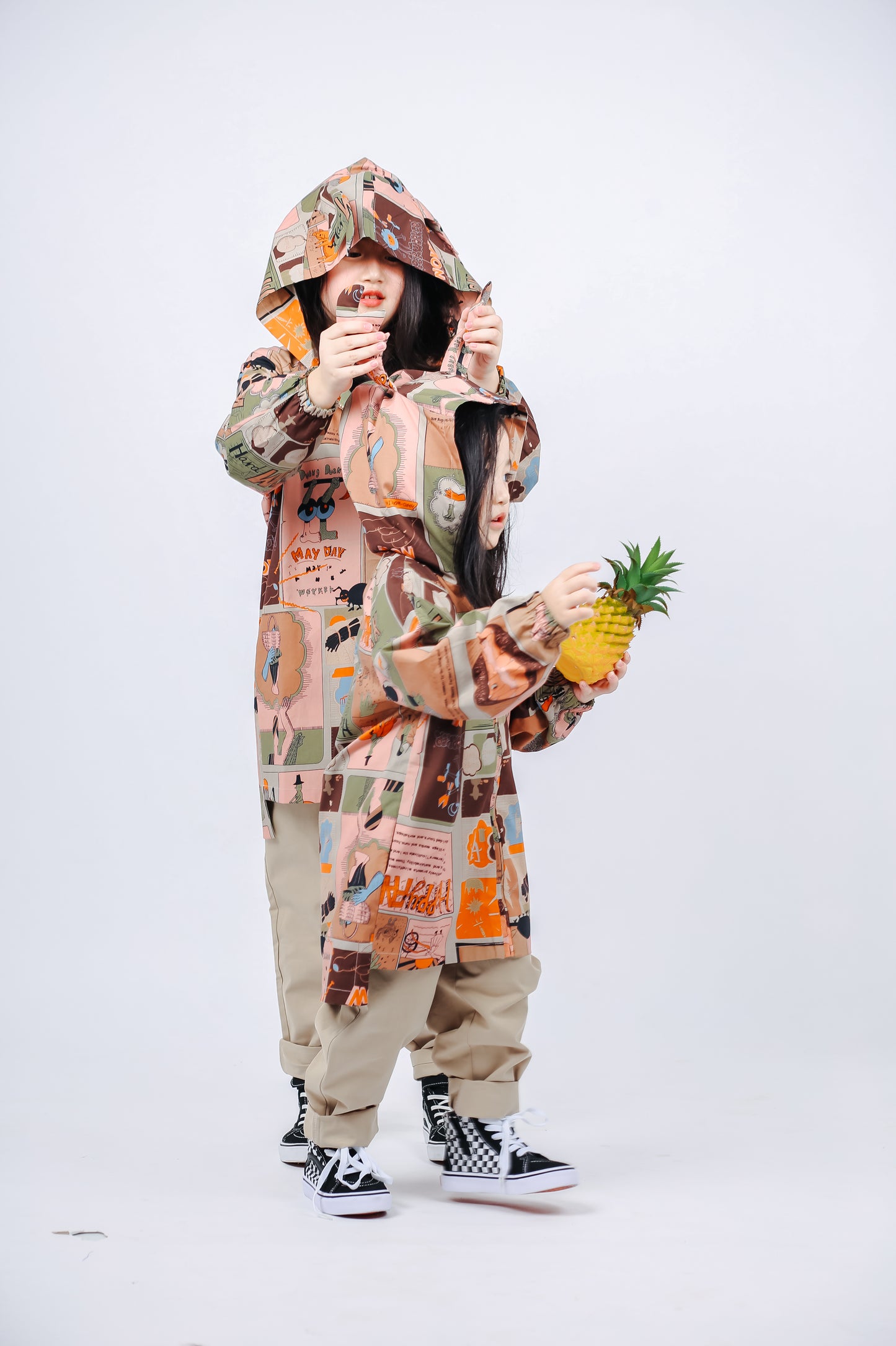 Fruit Monster Patterned Kids Coat (Orange)