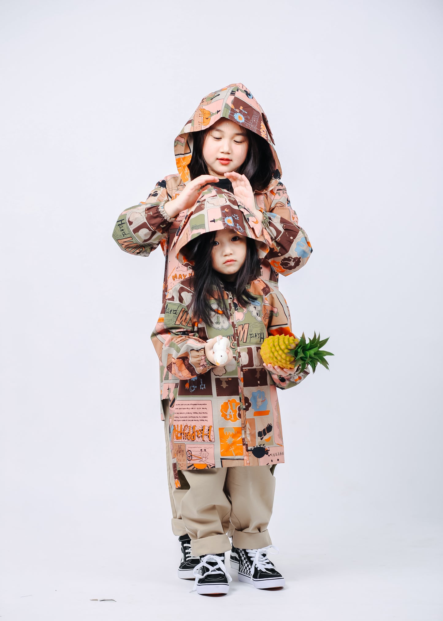 Fruit Monster Patterned Kids Coat (Orange)