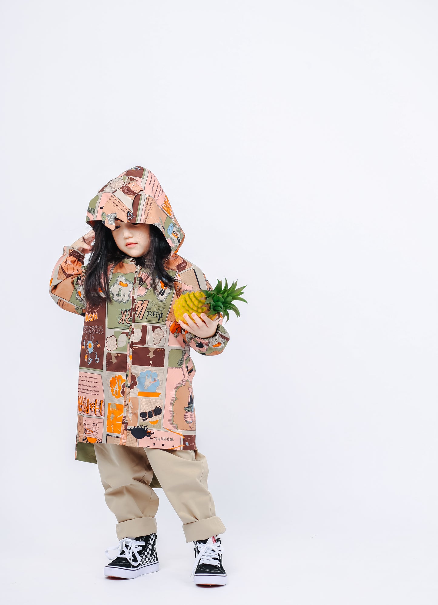Fruit Monster Patterned Kids Coat (Orange)