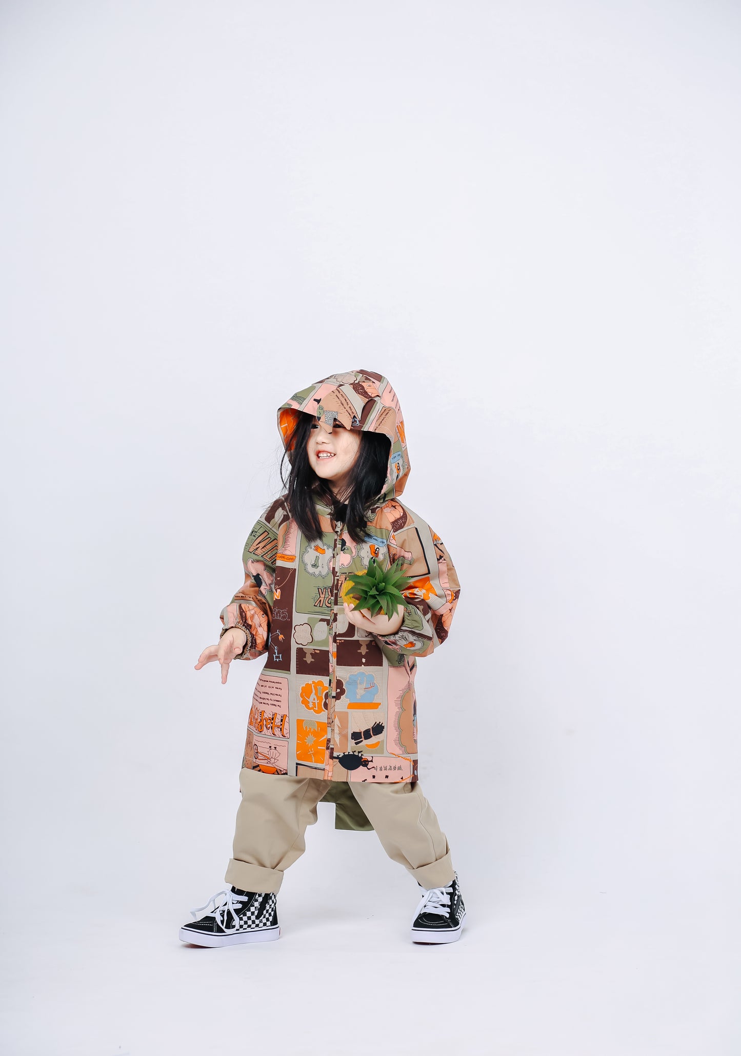 Fruit Monster Patterned Kids Coat (Orange)