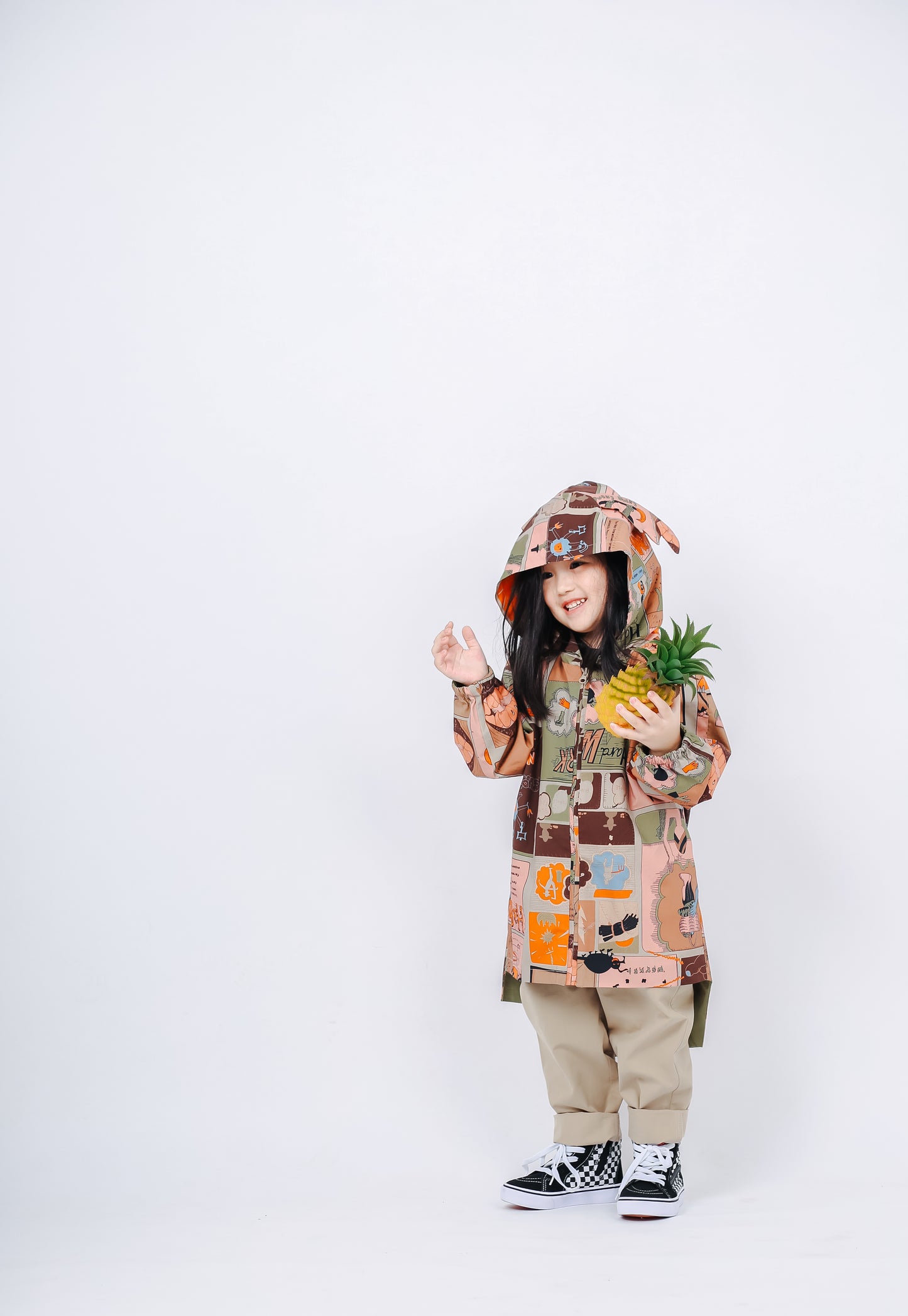 Fruit Monster Patterned Kids Coat (Orange)
