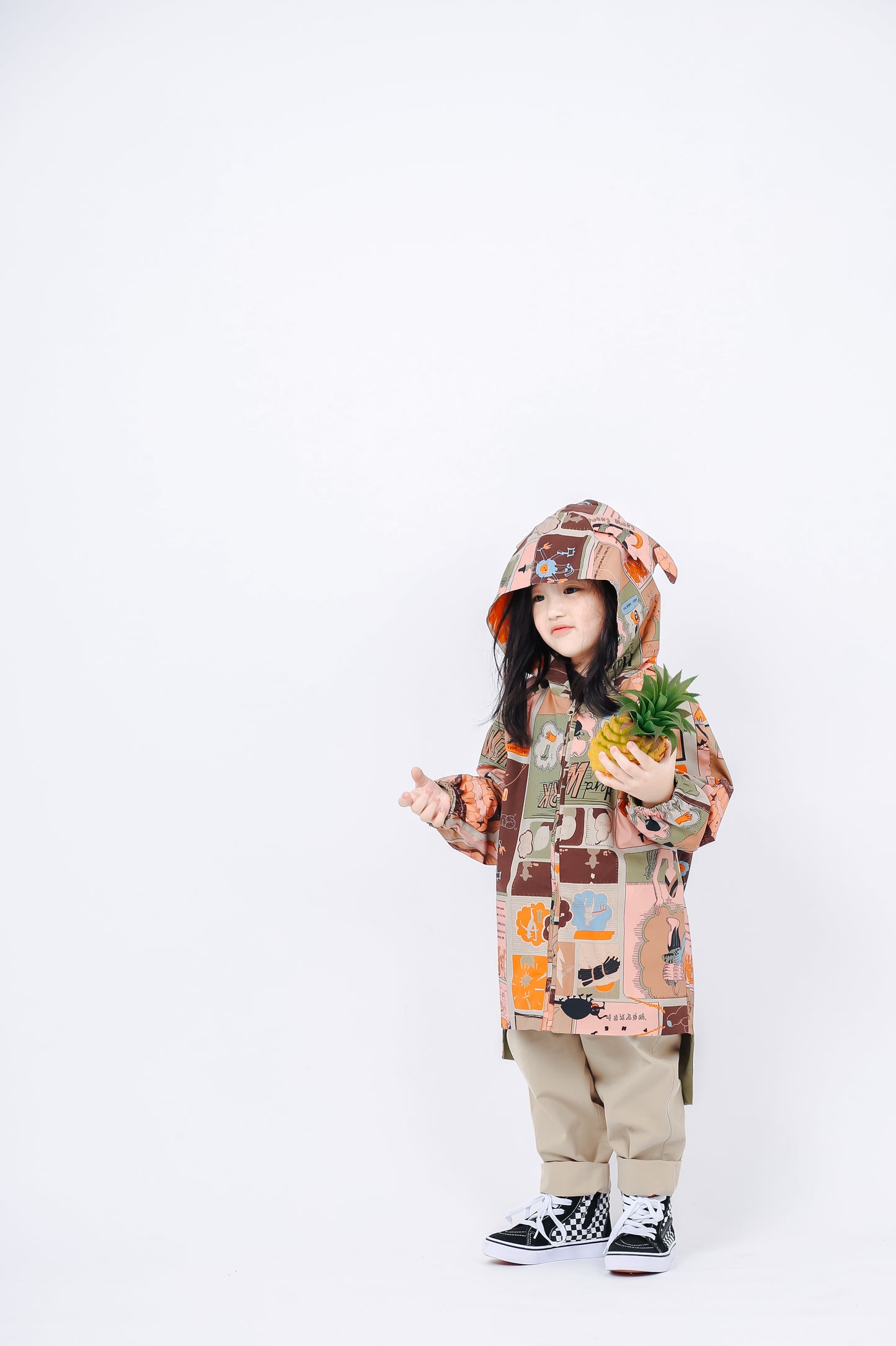 Fruit Monster Patterned Kids Coat (Orange)