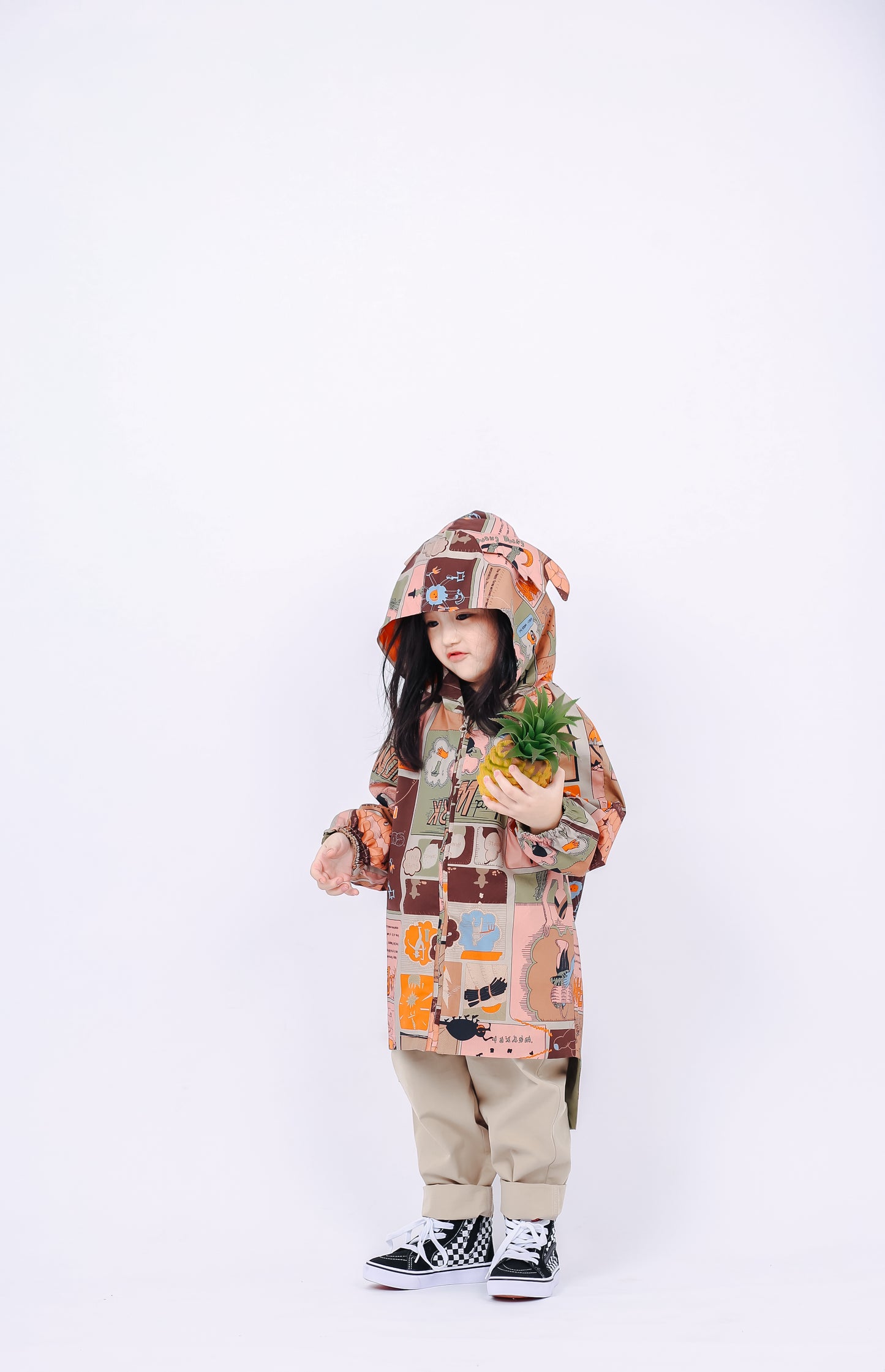 Fruit Monster Patterned Kids Coat (Orange)