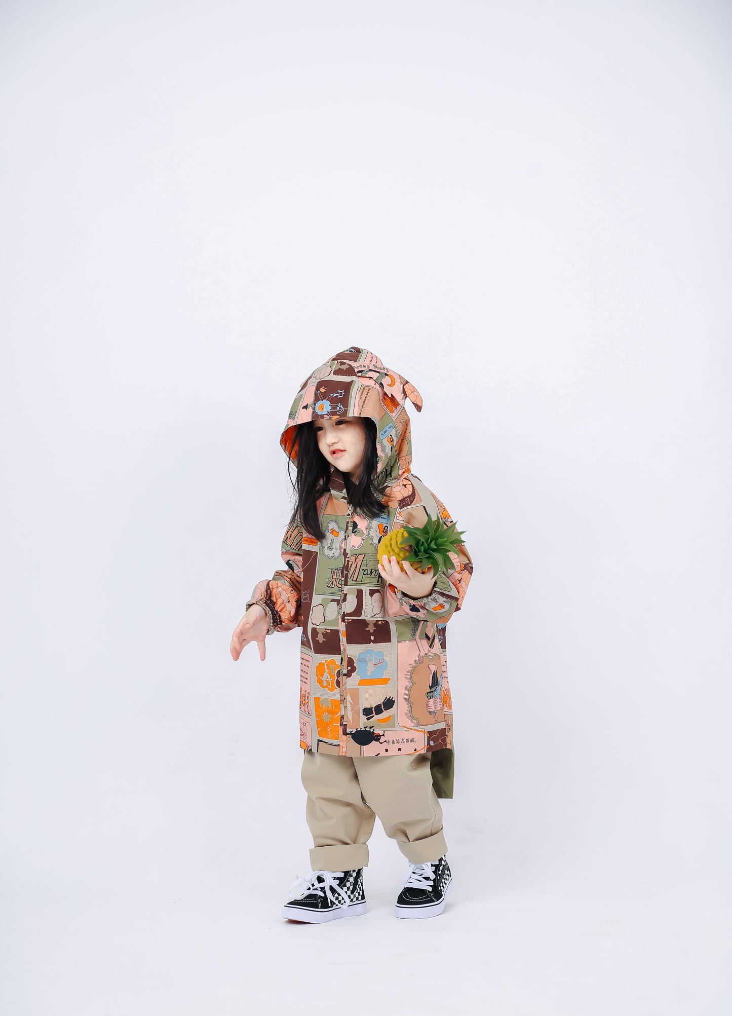 Fruit Monster Patterned Kids Coat (Orange)