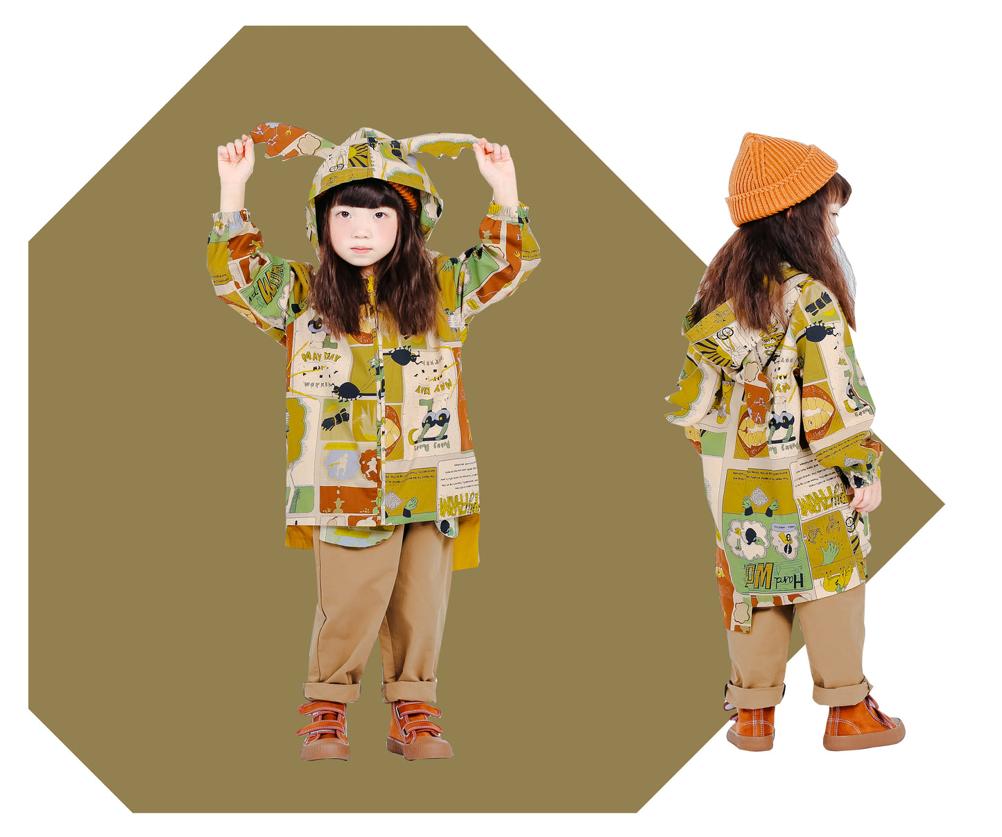 Fruit Monster Patterned Kids Coat (Pineapple)