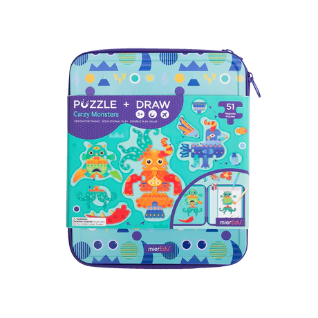 PUZZLE + DRAW MAGNETIC KIT - Crazy Monsters