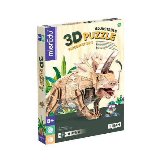 MierEdu Adjustable ECO 3D Puzzles - Dino Theme - Triceratops