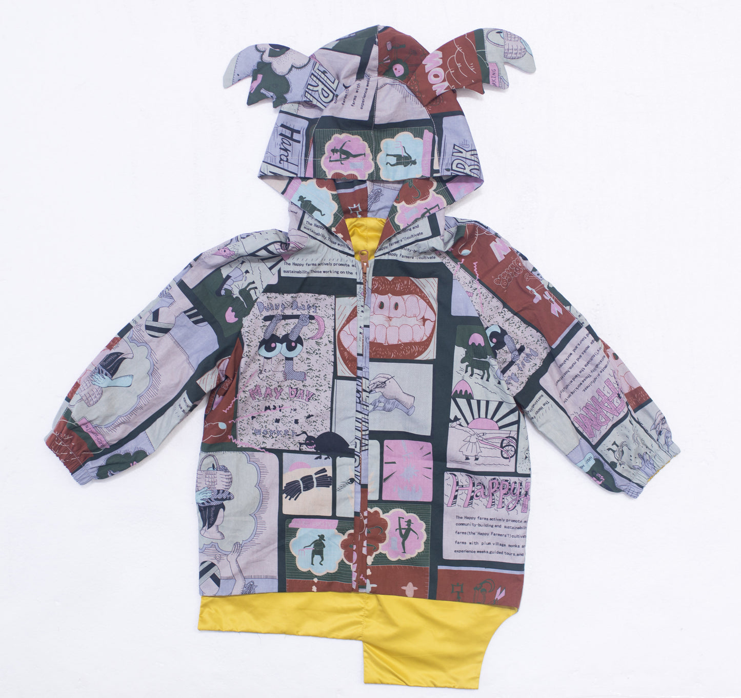 Fruit Monster Patterned Kids Coat (Taro)