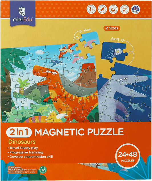 2 In 1 Travel Magnetic Puzzle - Dinosaurs